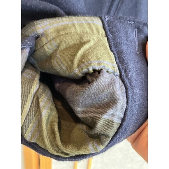 Men’s Timberland Button Down Navy Blue Wool Barn Jacket, Fully Lined, Pockets - Picture 3 of 11